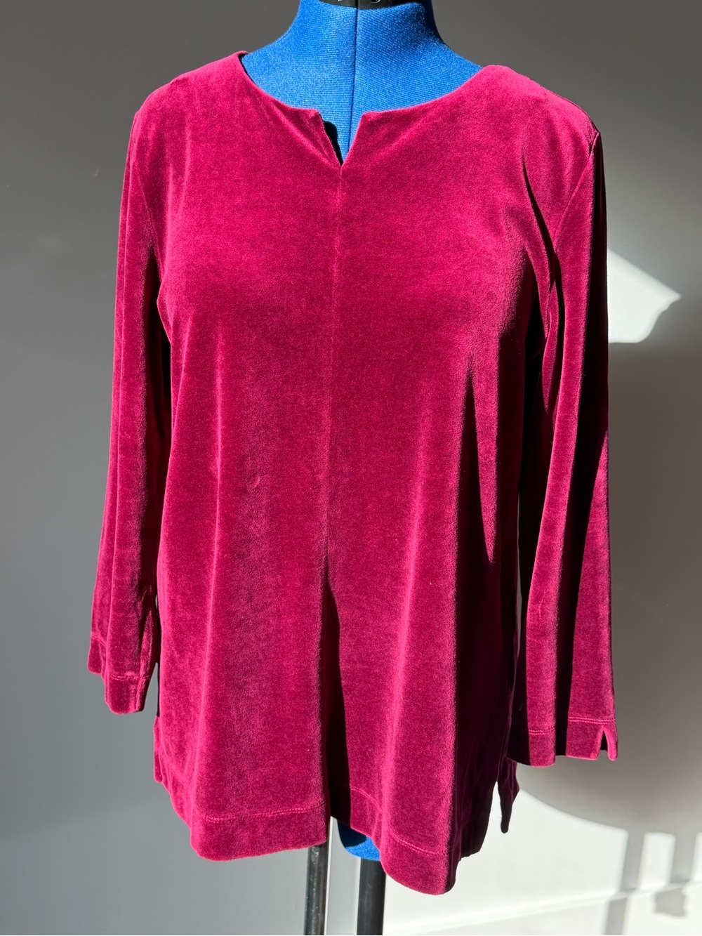 Talbots Raspberry Velvet Split-Neck Tunic Petite Size Large